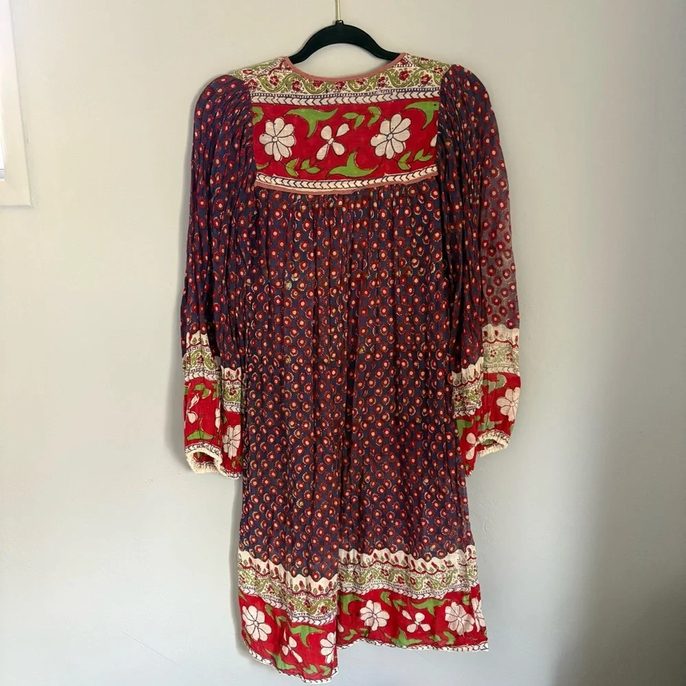 SOLD Vintage 60s 70s Indian Cotton Gauze Dress / Vintage Bohemian Gauze Dress - Picture 7 of 10